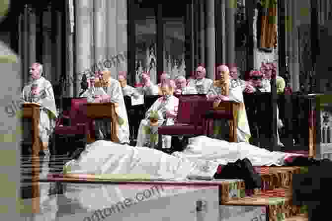 An Enigmatic Image Of A Bishop Laying Lifeless On A Grand Cathedral Floor, Surrounded By Bewildered And Shocked Clergymen. The Art Of Political Murder: Who Killed The Bishop?